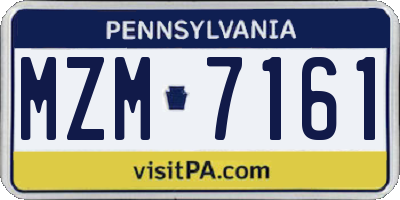 PA license plate MZM7161