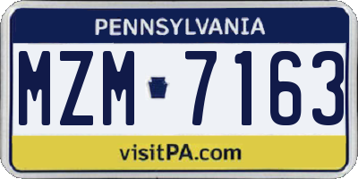 PA license plate MZM7163