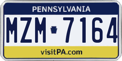 PA license plate MZM7164
