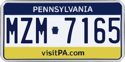 PA license plate MZM7165