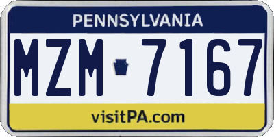 PA license plate MZM7167