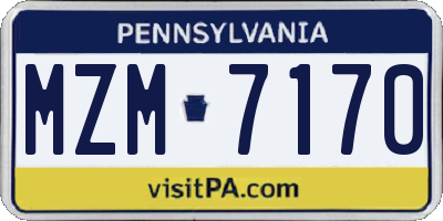 PA license plate MZM7170