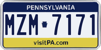 PA license plate MZM7171