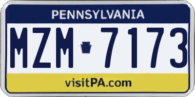 PA license plate MZM7173