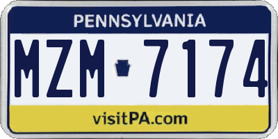 PA license plate MZM7174