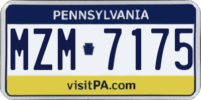 PA license plate MZM7175