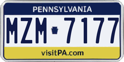 PA license plate MZM7177