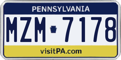PA license plate MZM7178