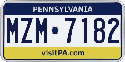 PA license plate MZM7182