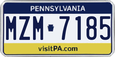 PA license plate MZM7185