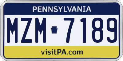 PA license plate MZM7189