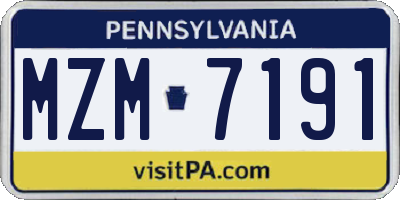 PA license plate MZM7191