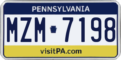 PA license plate MZM7198