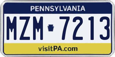 PA license plate MZM7213