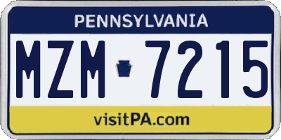 PA license plate MZM7215