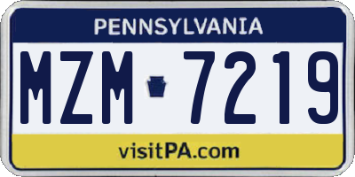 PA license plate MZM7219