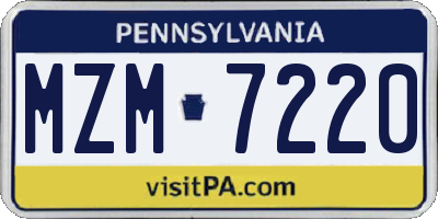 PA license plate MZM7220