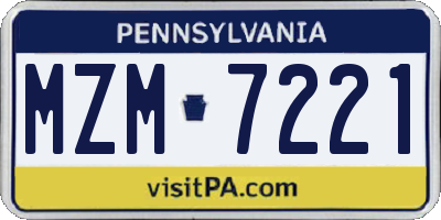 PA license plate MZM7221