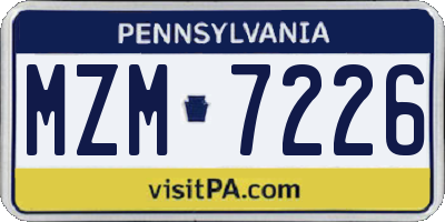 PA license plate MZM7226