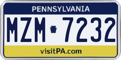 PA license plate MZM7232