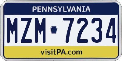 PA license plate MZM7234