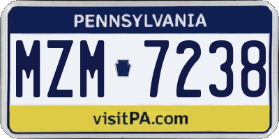 PA license plate MZM7238
