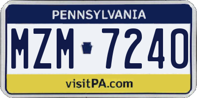 PA license plate MZM7240