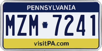 PA license plate MZM7241