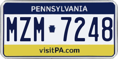 PA license plate MZM7248