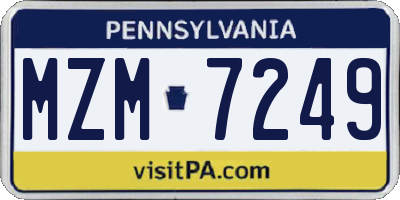 PA license plate MZM7249