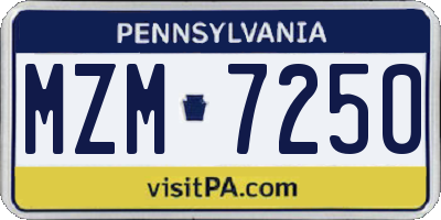 PA license plate MZM7250