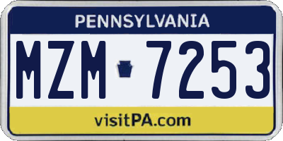 PA license plate MZM7253