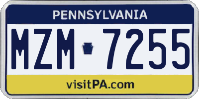 PA license plate MZM7255
