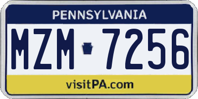 PA license plate MZM7256