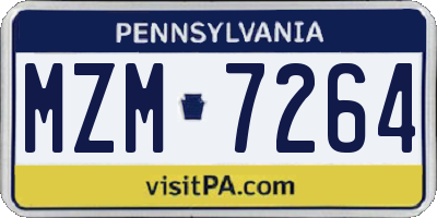 PA license plate MZM7264