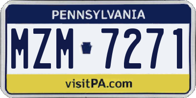 PA license plate MZM7271