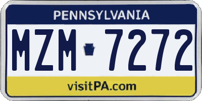 PA license plate MZM7272