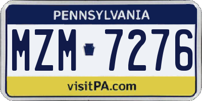 PA license plate MZM7276