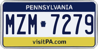 PA license plate MZM7279