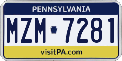 PA license plate MZM7281