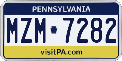 PA license plate MZM7282