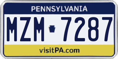 PA license plate MZM7287