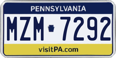 PA license plate MZM7292