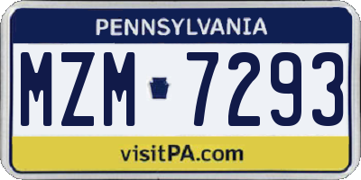 PA license plate MZM7293