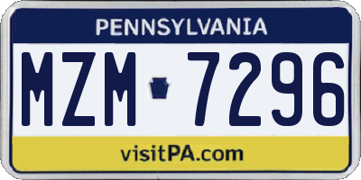 PA license plate MZM7296
