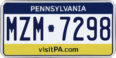 PA license plate MZM7298