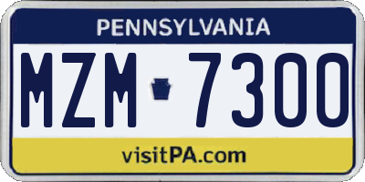 PA license plate MZM7300