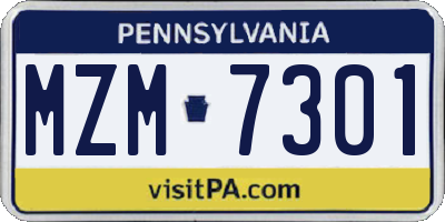 PA license plate MZM7301