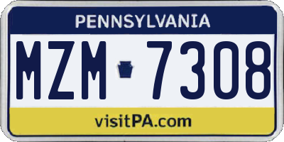 PA license plate MZM7308