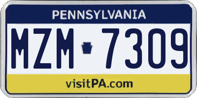 PA license plate MZM7309